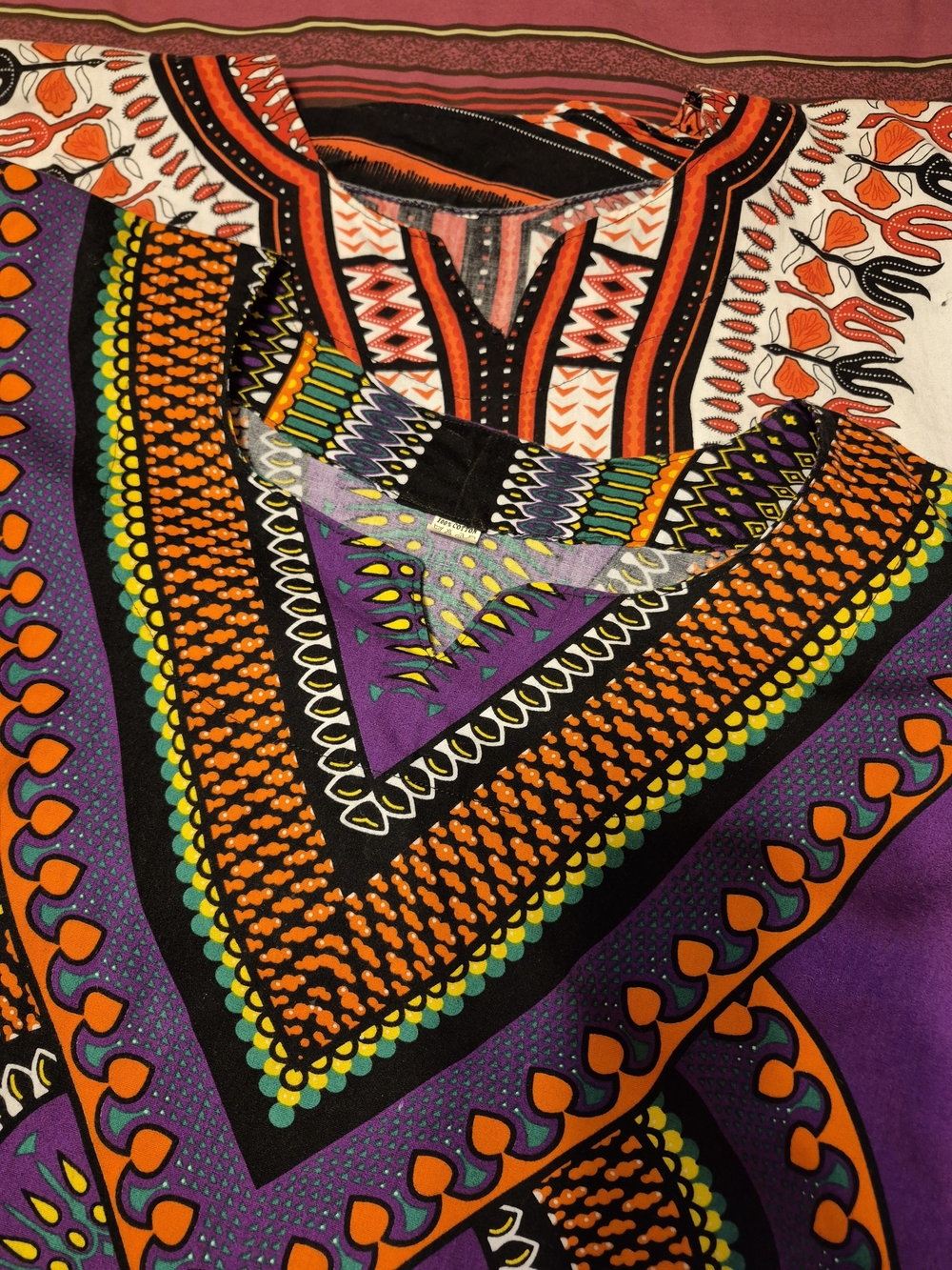 Source Unknown Vibrant Multicolor Dashiki-Style Women’s Blouses X2